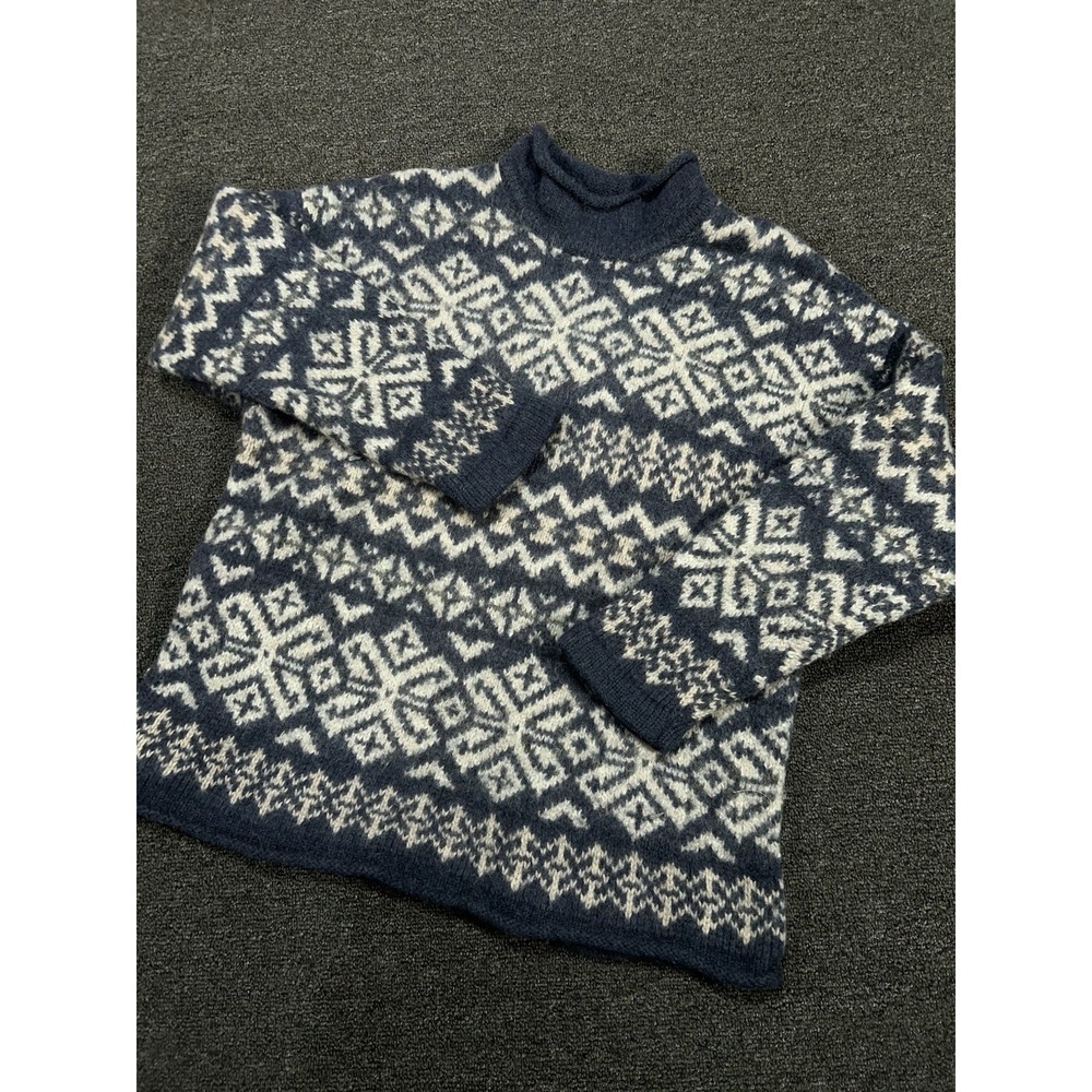 VTG Abercrombie and Fitch Big Sweater‎ Large Fair Isle Roll Neck Wool Fisherman